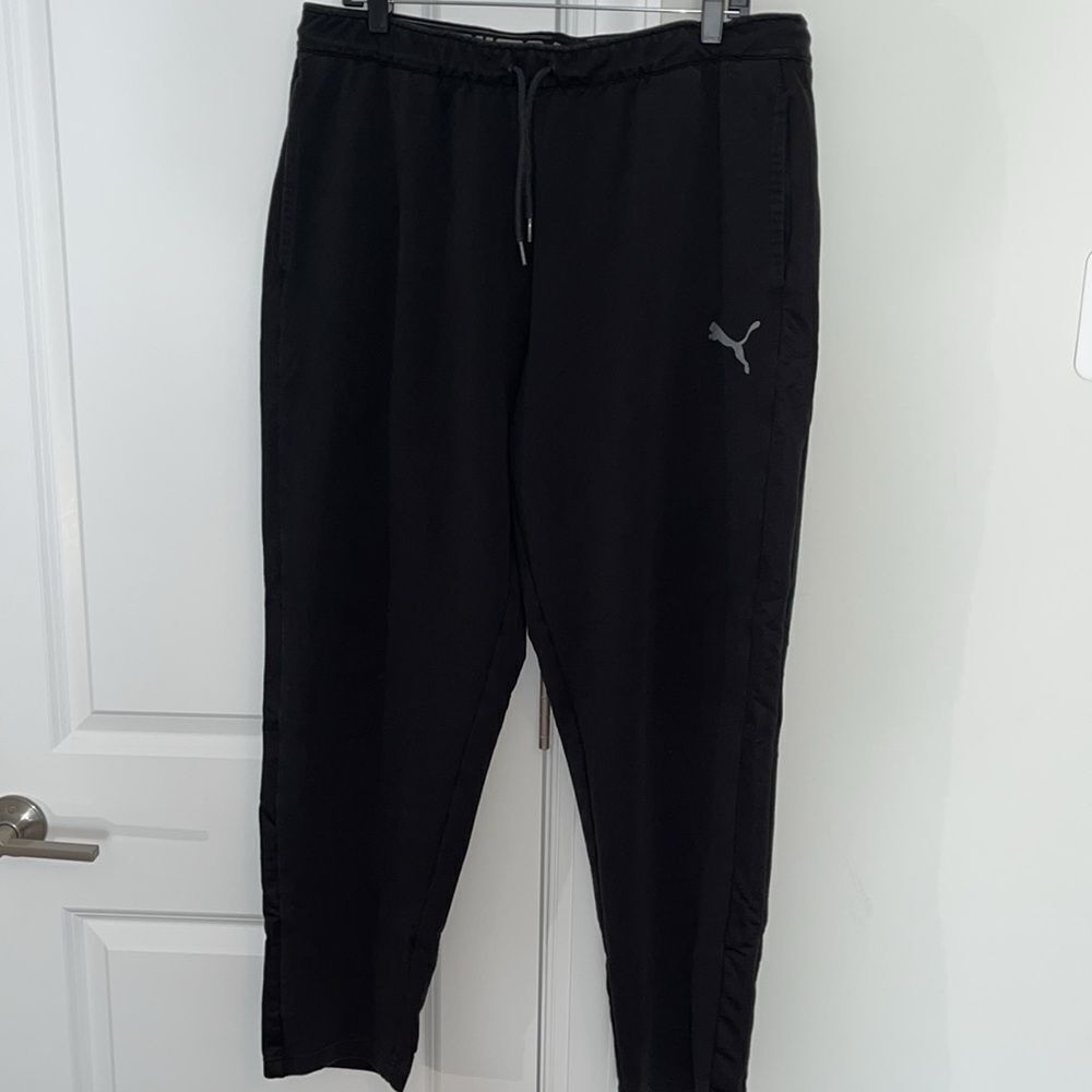 Black Grey Fleece Tapered Leg Jog Sweatpants Pants XL Mens 2 Pockets